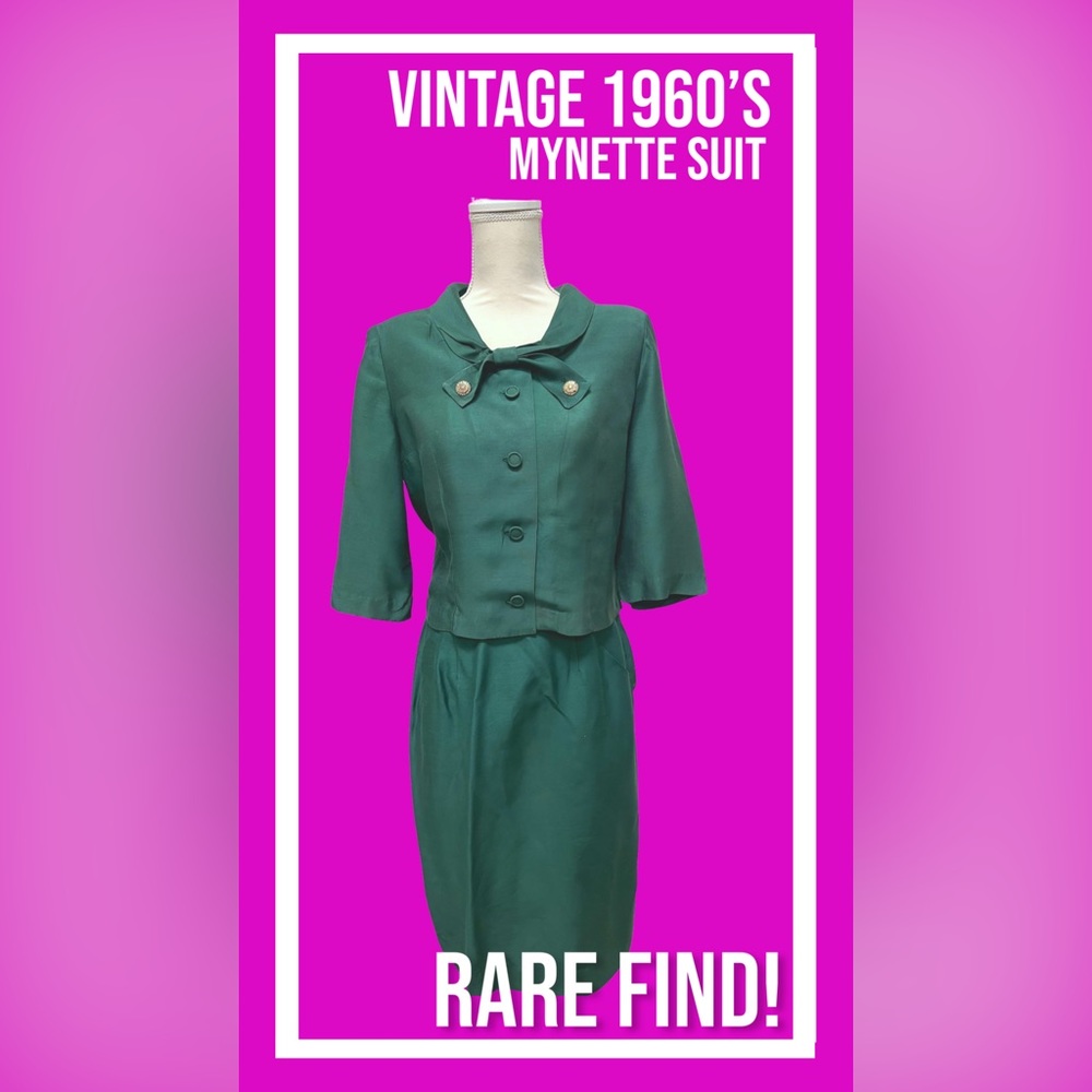 Rare Vintage 1960’s Mynette Green Suit | Restored | Sz Small